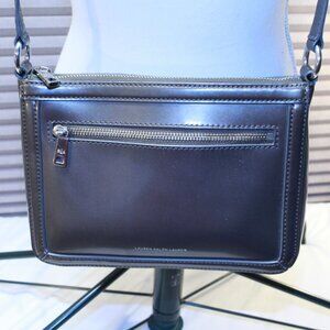 Lauren Ralph Lauren Metallic Taupe Leather Full Zip Crossbody / Shoulder Bag